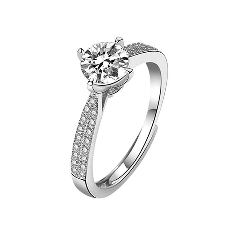 18K White Gold Plated Sterling Silver Ring with AAA Zircon