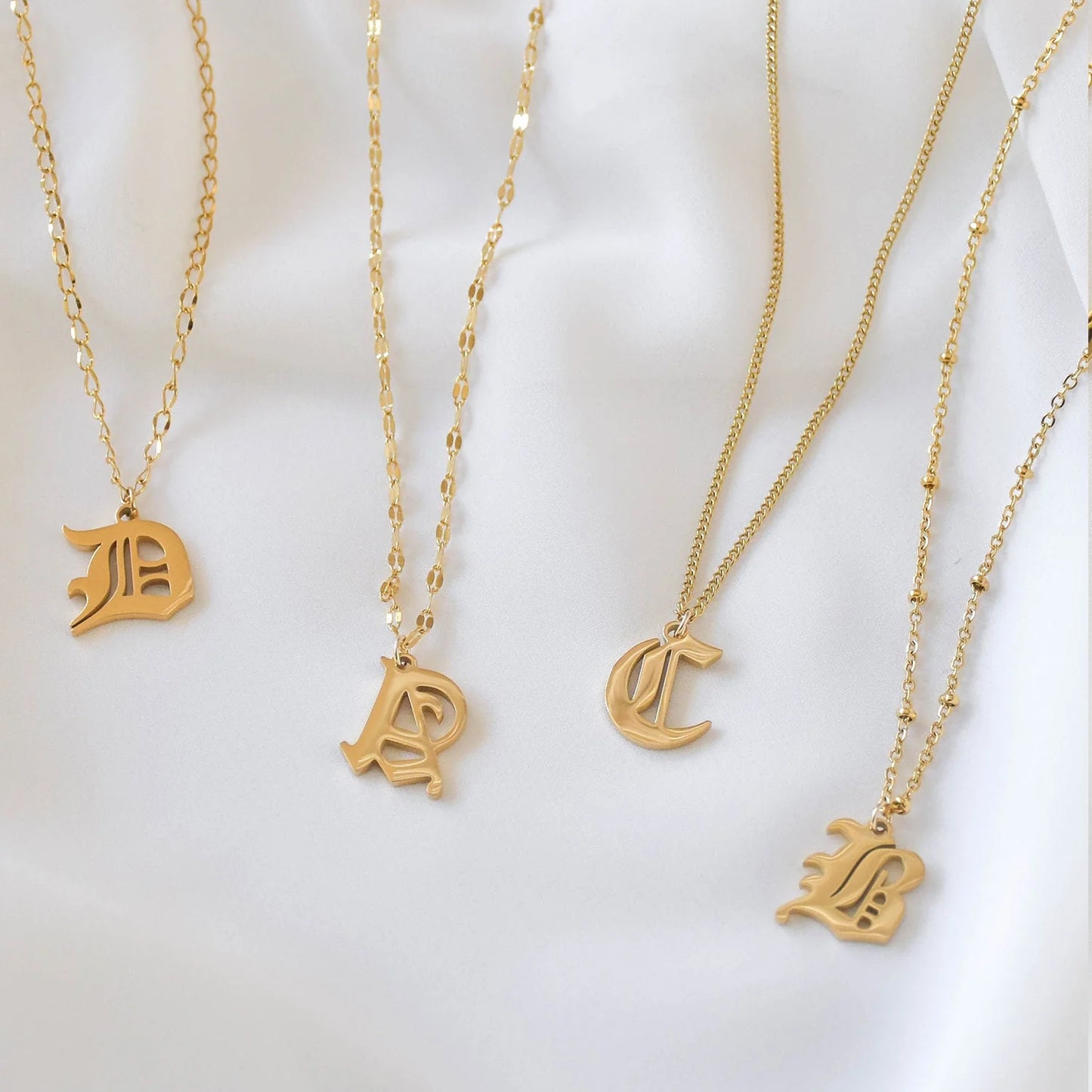 Gothic Initial Necklace – Personalized 18K Gold Plated Jewelry