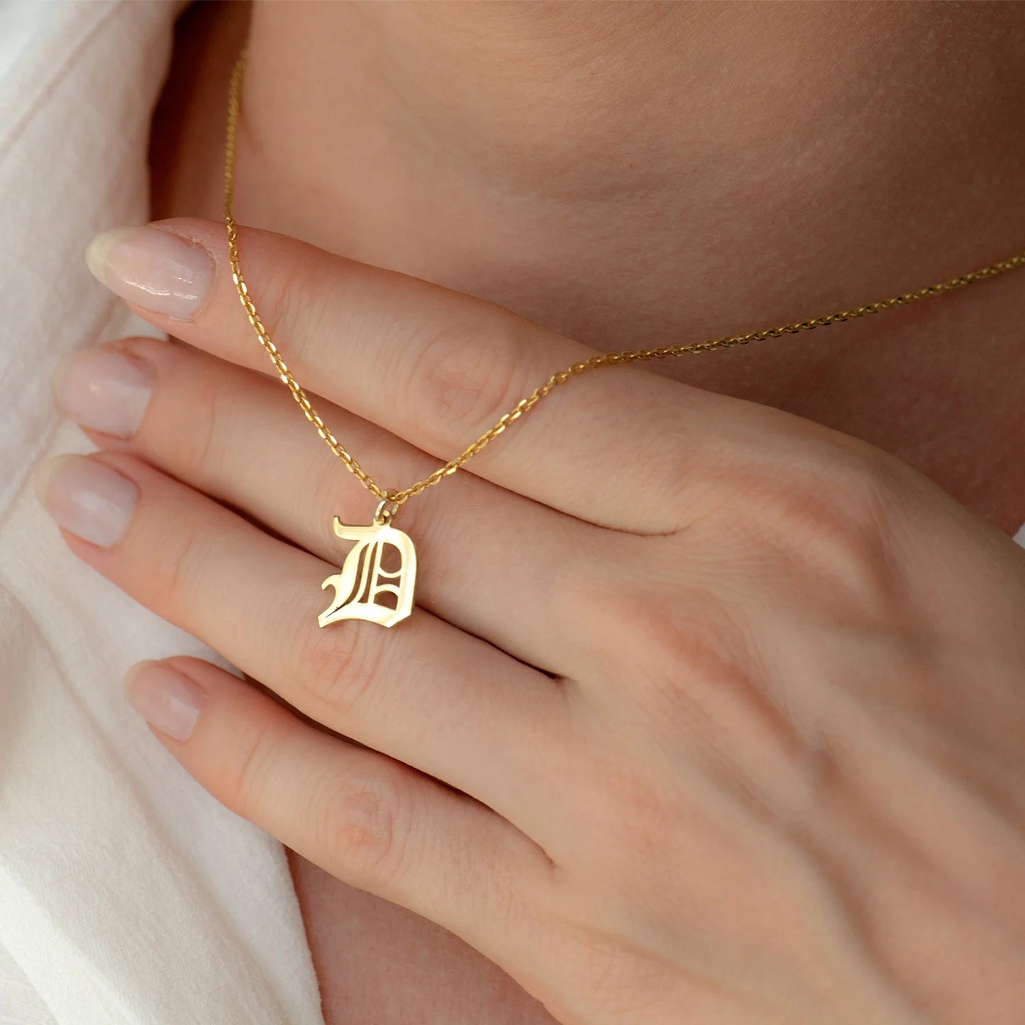 Gothic Initial Necklace – Personalized 18K Gold Plated Jewelry