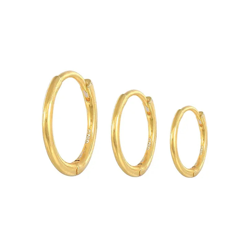 Thin Classic Sterling Silver Huggies in Gold Plated