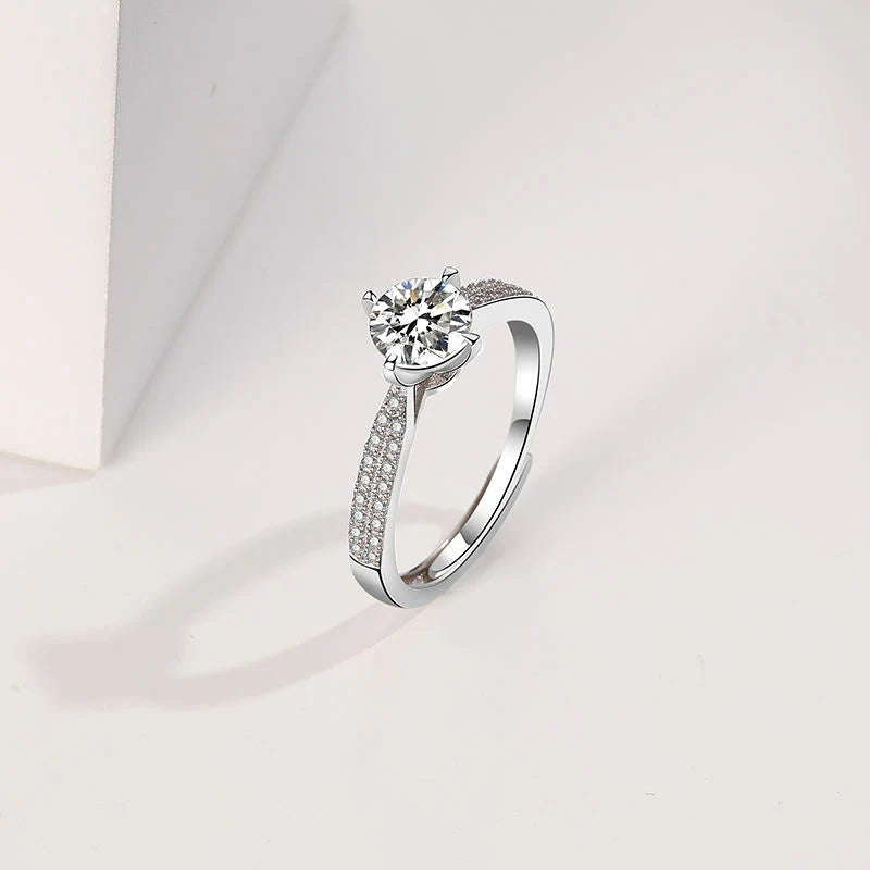 18K White Gold Plated Sterling Silver Ring with AAA Zircon