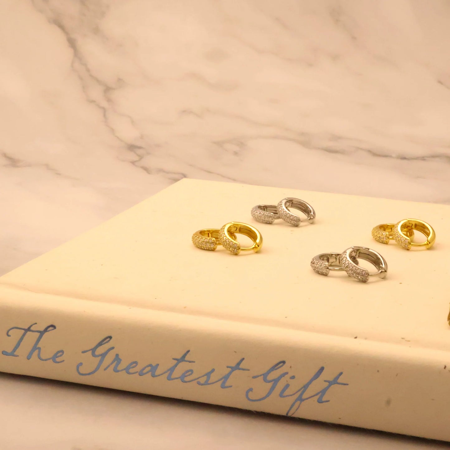Diamond Huggie Hoop Earring – 18K Gold Plated 925 Sterling Silver