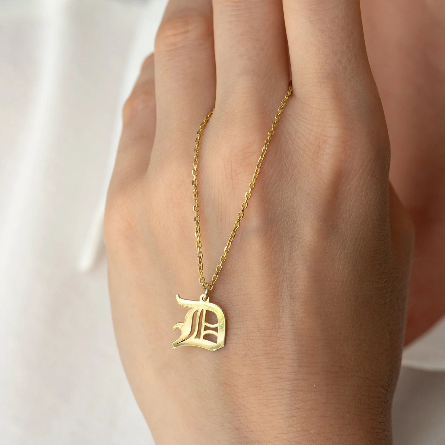 Gothic Initial Necklace – Personalized 18K Gold Plated Jewelry