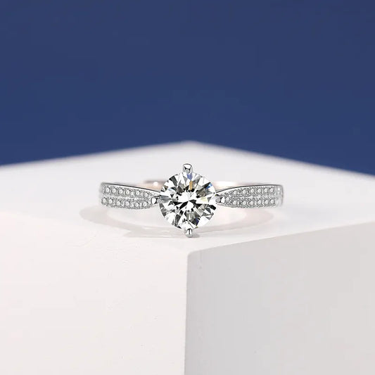 18K White Gold Plated Sterling Silver Ring with AAA Zircon
