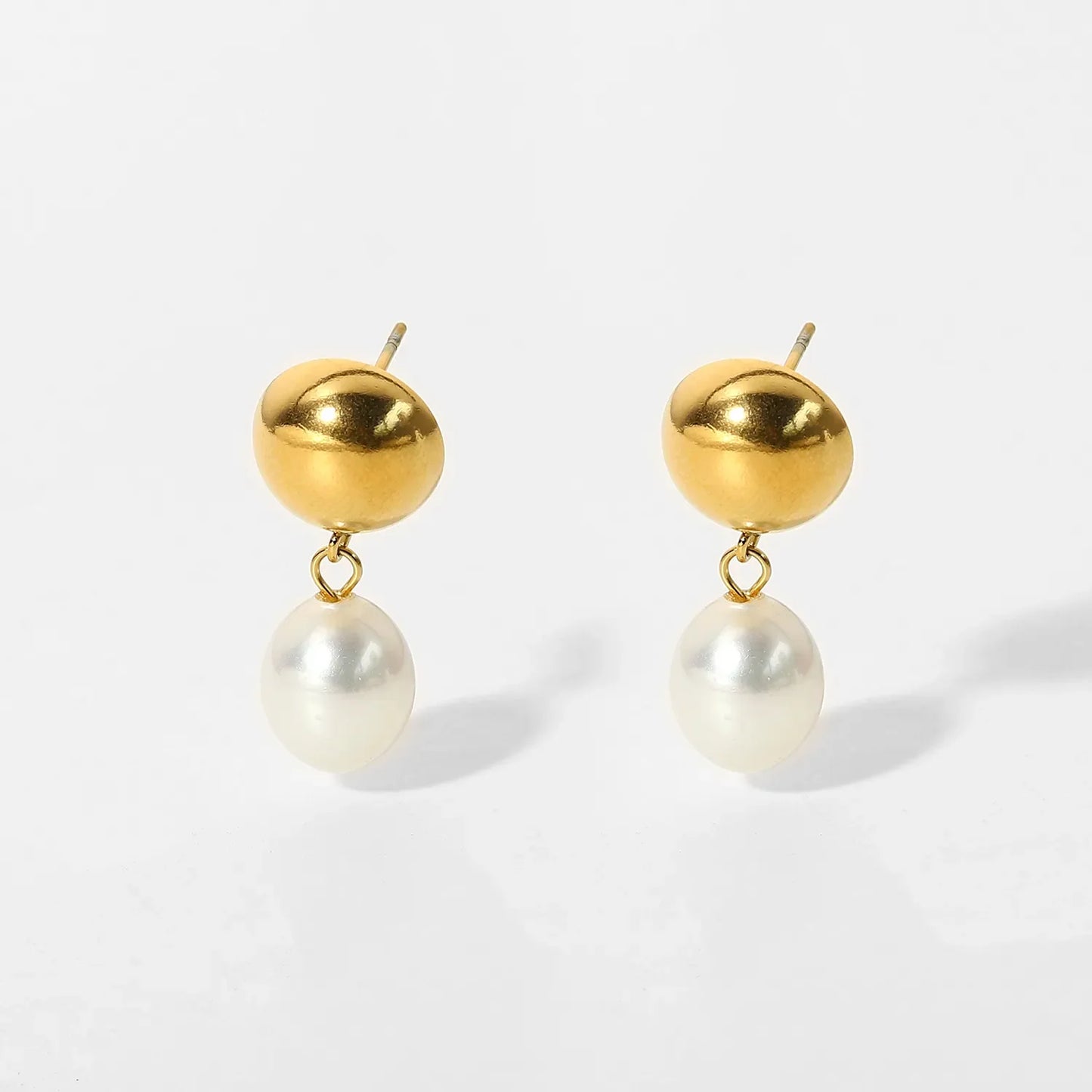 14K Gold-Plated White Pearl Drop Earrings