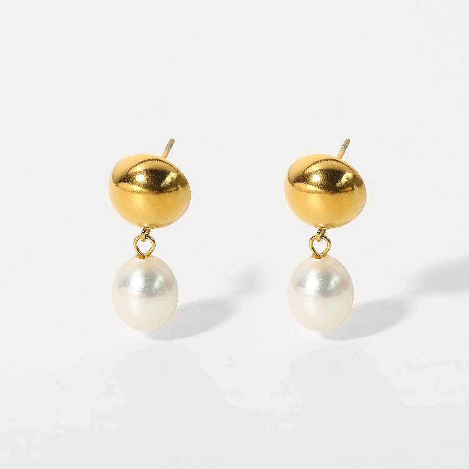 14K Gold-Plated White Pearl Drop Earrings