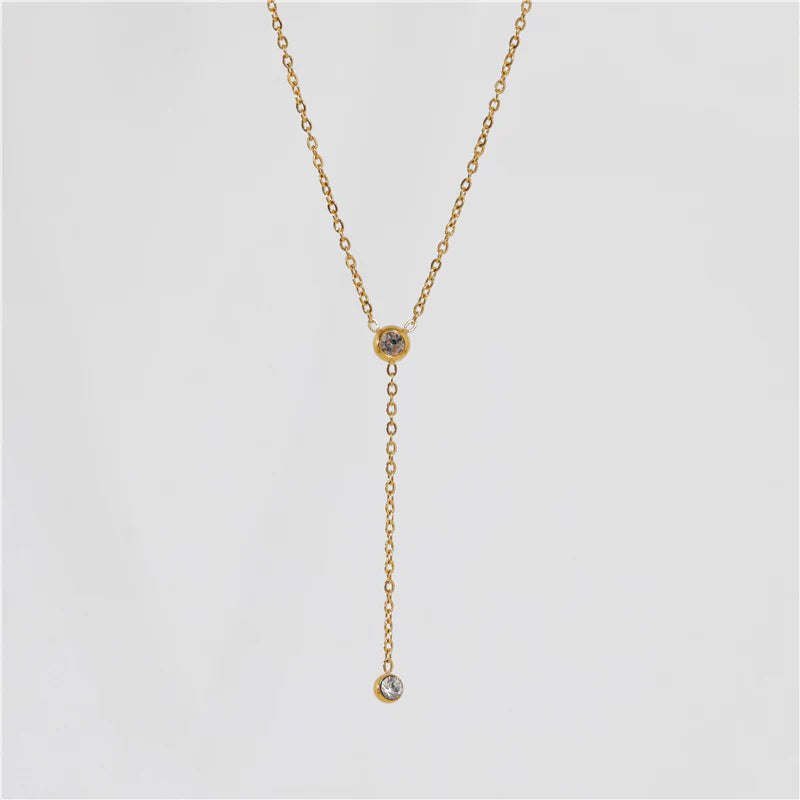 18K Gold-Plated Y-Necklace with Cubic Zirconia Sparkle