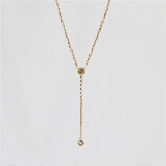 18K Gold-Plated Y-Necklace with Cubic Zirconia Sparkle