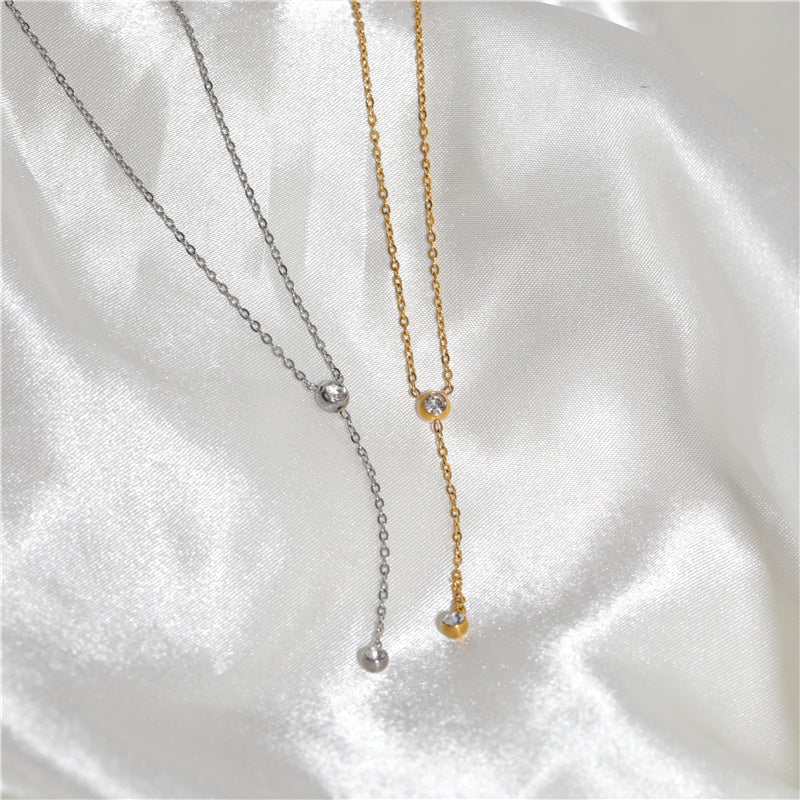 18K Gold-Plated Y-Necklace with Cubic Zirconia Sparkle