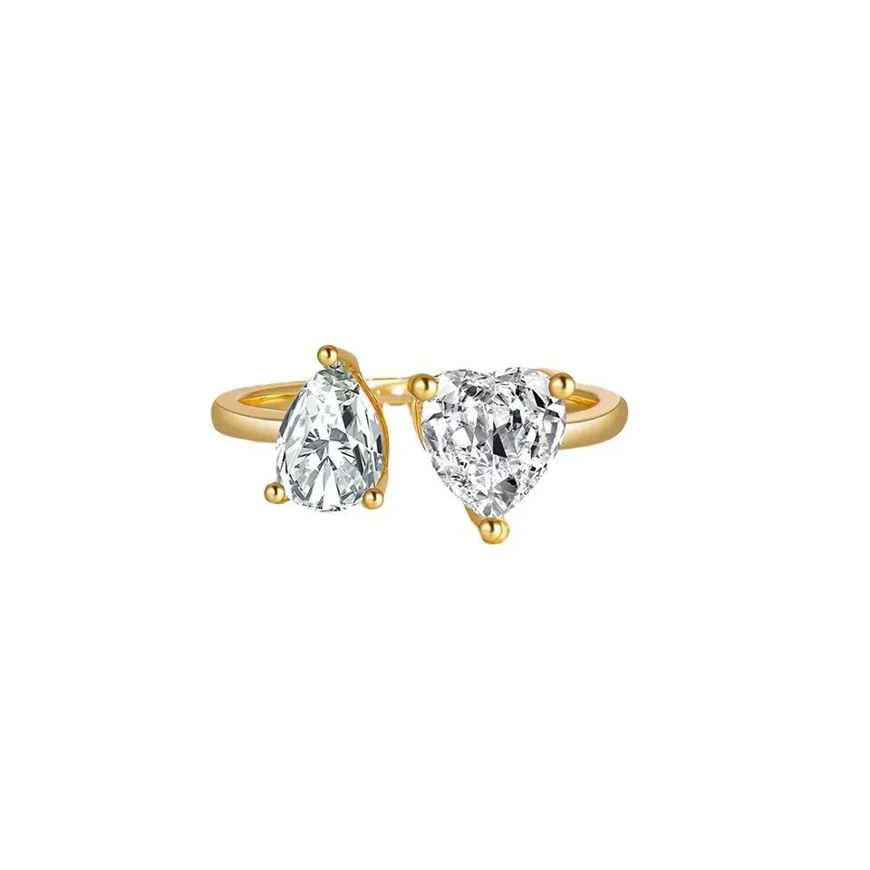Adjustable Heart Ring in 18K Gold-Plated Sterling Silver