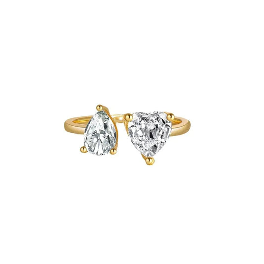 Adjustable Heart Ring in 18K Gold-Plated Sterling Silver