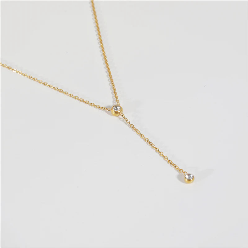 18K Gold-Plated Y-Necklace with Cubic Zirconia Sparkle