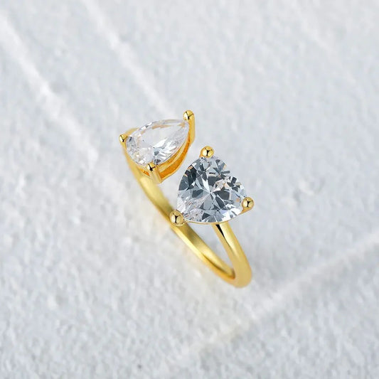 Adjustable Heart Ring in 18K Gold-Plated Sterling Silver