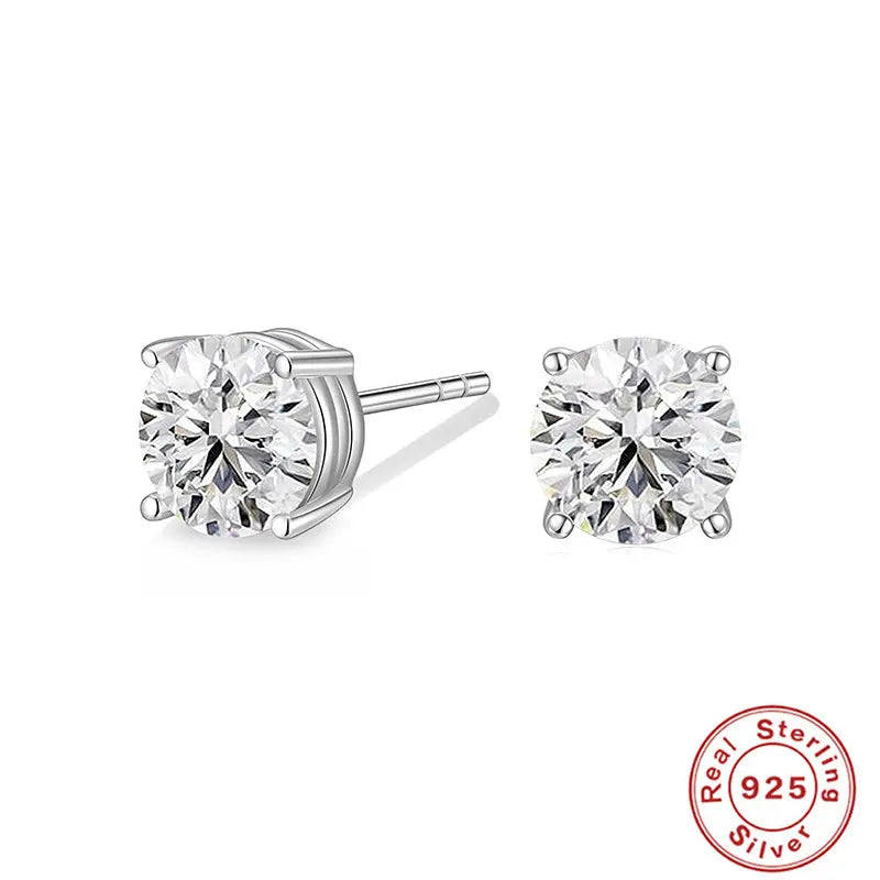 925 Sterling Silver Round Zirconia Stud Earrings