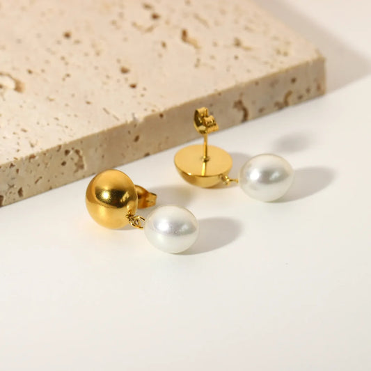14K Gold-Plated White Pearl Drop Earrings