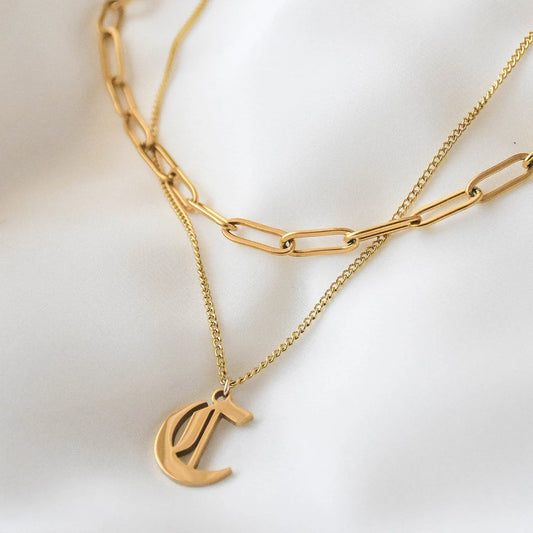 Gothic Initial Necklace – Personalized 18K Gold Plated Jewelry