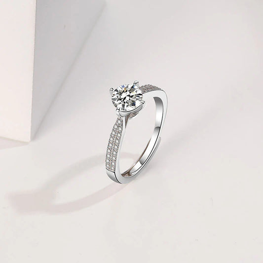18K White Gold Plated Sterling Silver Ring with AAA Zircon
