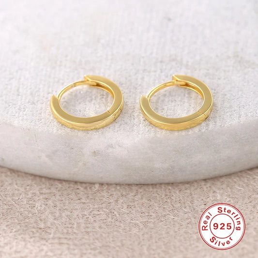 Gold Plated Simple Hoop Earrings – 925 Sterling Silver