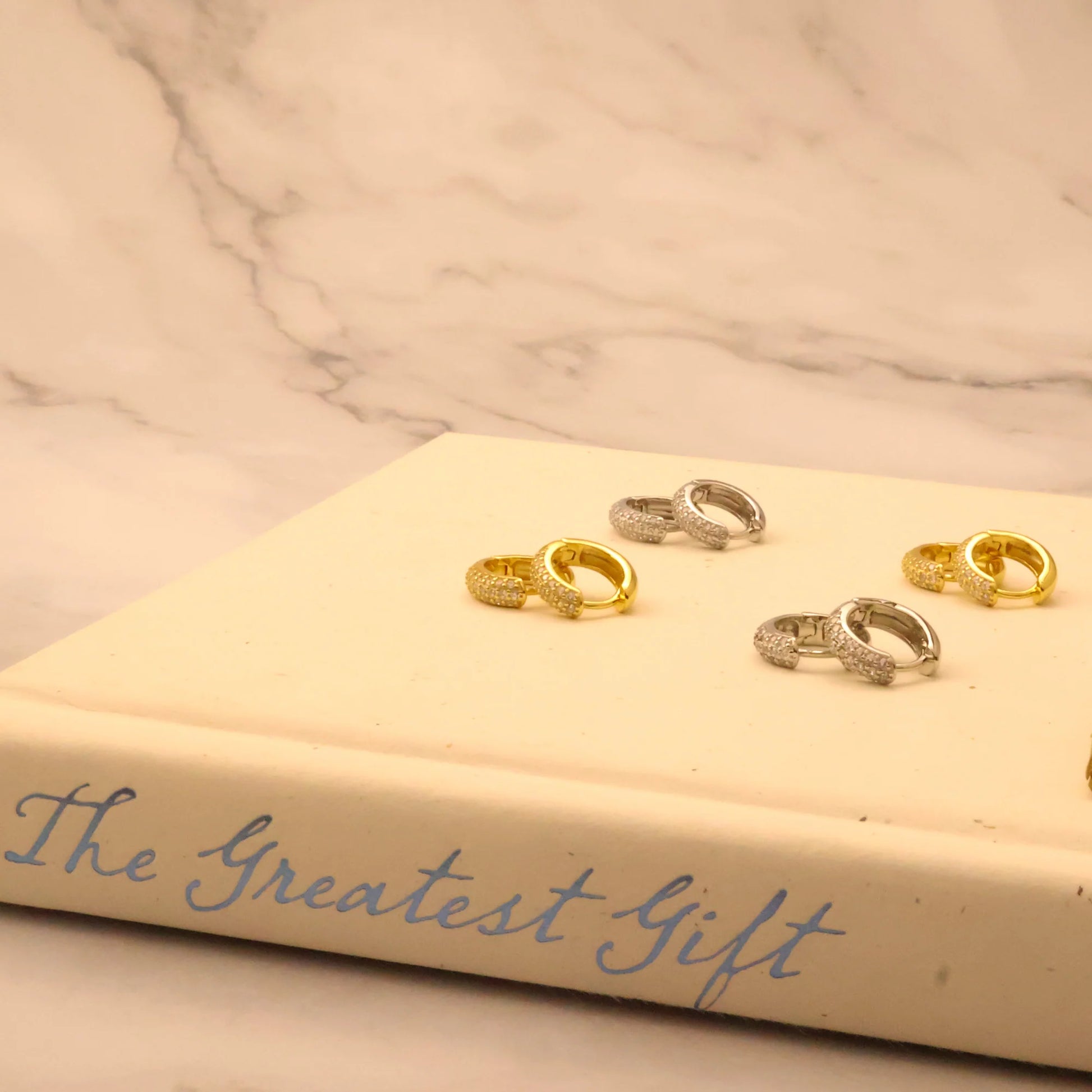 Diamond Huggie Hoop Earring – 18K Gold Plated 925 Sterling Silver