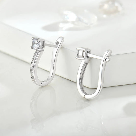 Moissanite Hoop Earrings in Silver