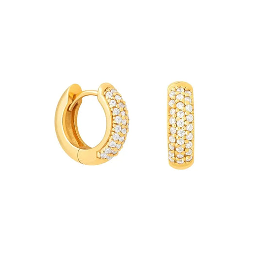 Diamond Huggie Hoop Earring – 18K Gold Plated 925 Sterling Silver