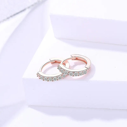 Rose Gold Micro Pave Huggie Hoop Earrings