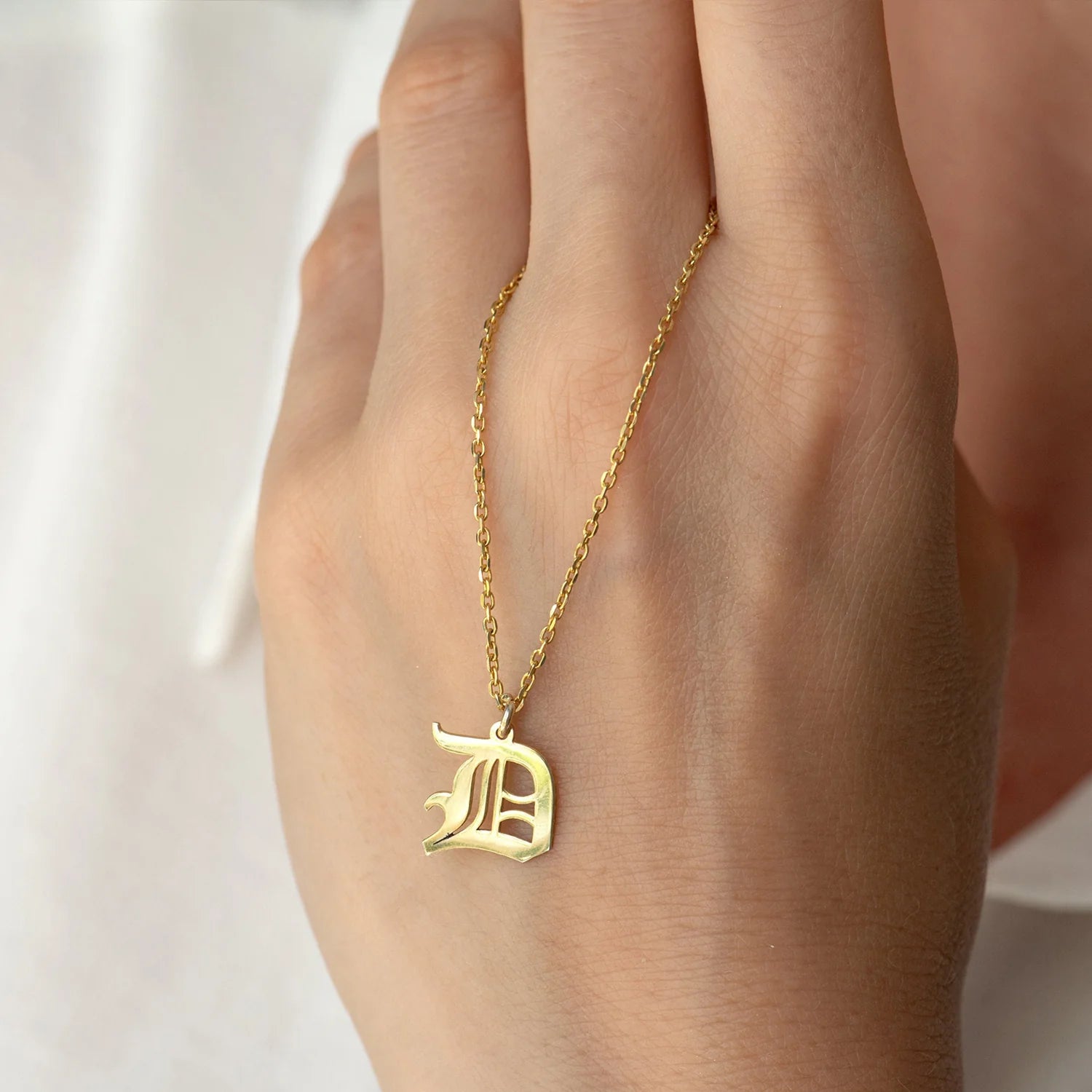 Gothic Initial Necklace – Personalized 18K Gold Plated Jewelry