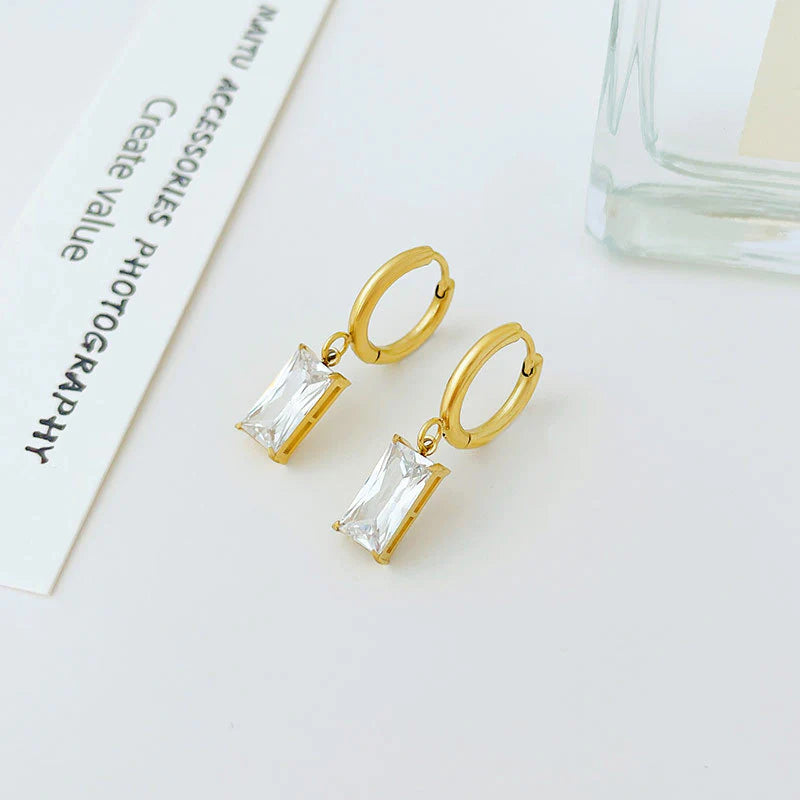 Cubic Zirconia White Dangle Earrings